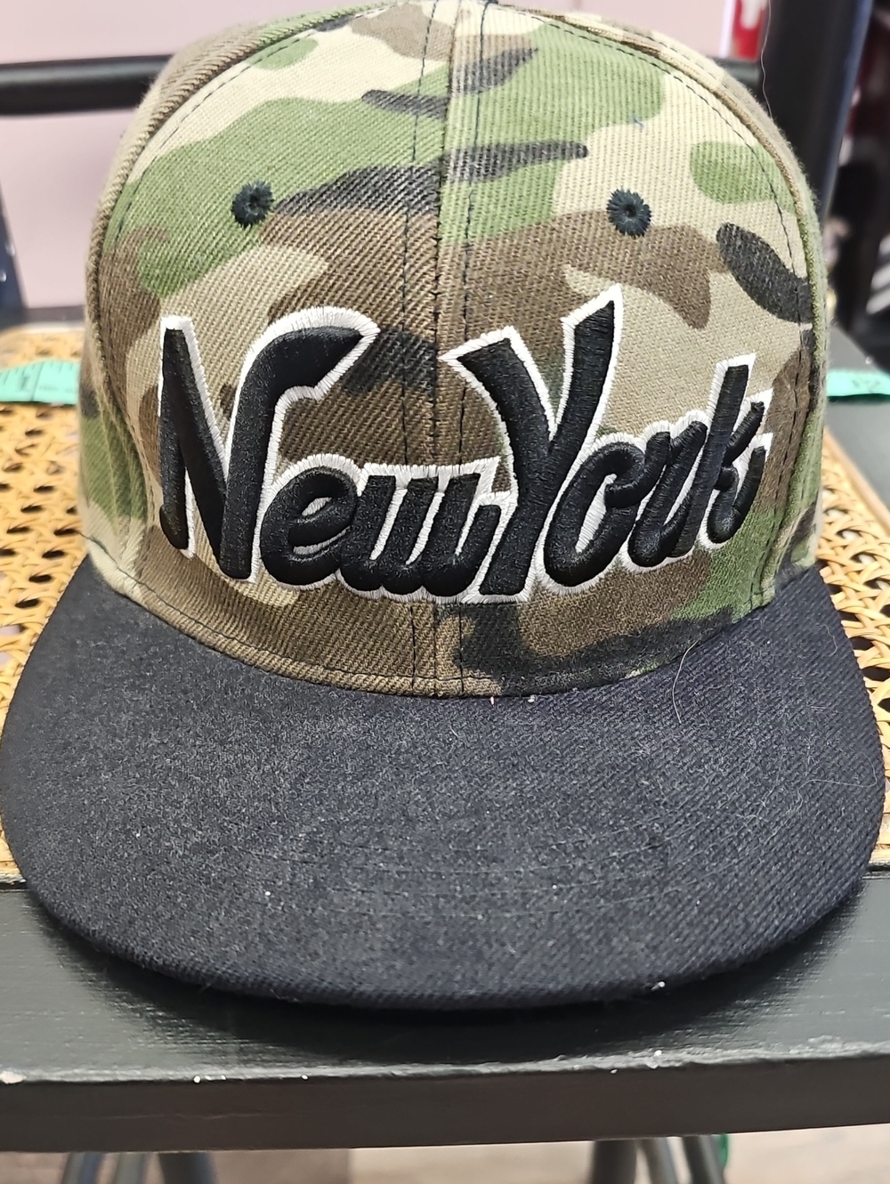 New York Camo Snapback Cap - Black Brim